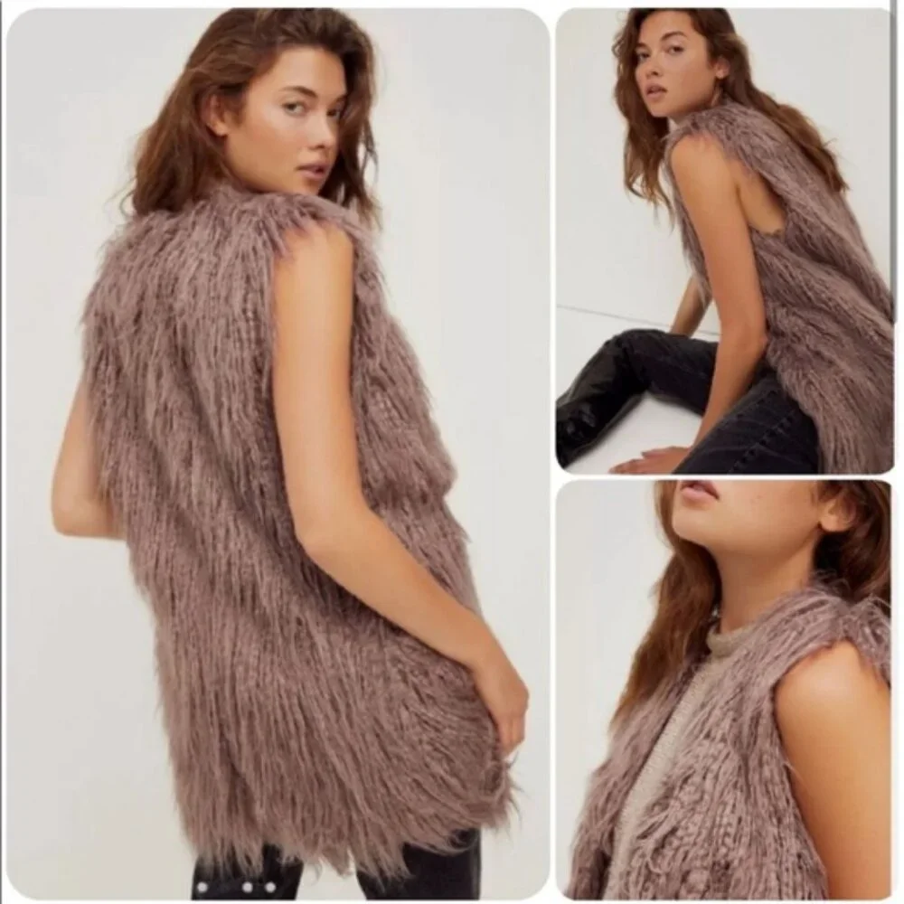 NWOT Free People Starlight Mongolian Shaggy Faux Fur Vest